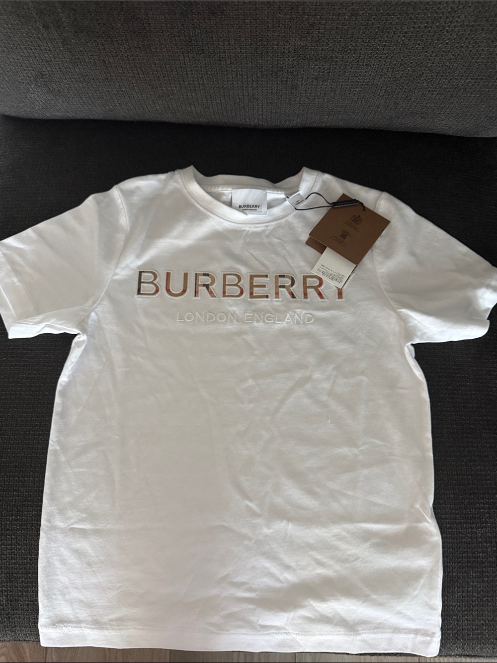 Burberry White Tee with  Logo - Kids